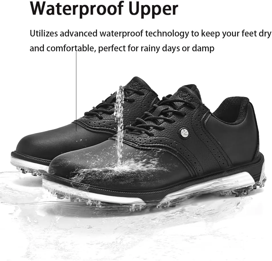 Mens Golf Shoes Traditions Fixed Nailless Sole Waterproof Spikeless Size 7.5-14