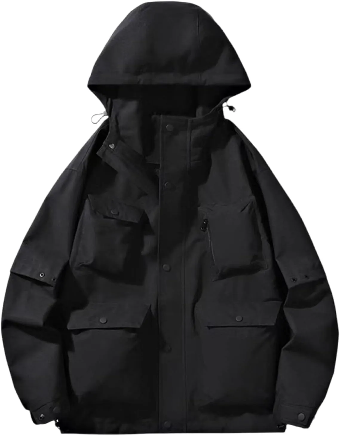 Mens Hooded Jacket with Pocket Outdoor Athletic Fashion Casual Rain Jacket Basic Coat Travel Hiking Cycling Fall Winter