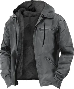 Men's Jackets Casual Cargo Winter Warm Fleece Sherpa Heavyweight Trucker Big And Tall Tactical Hoodies Coat