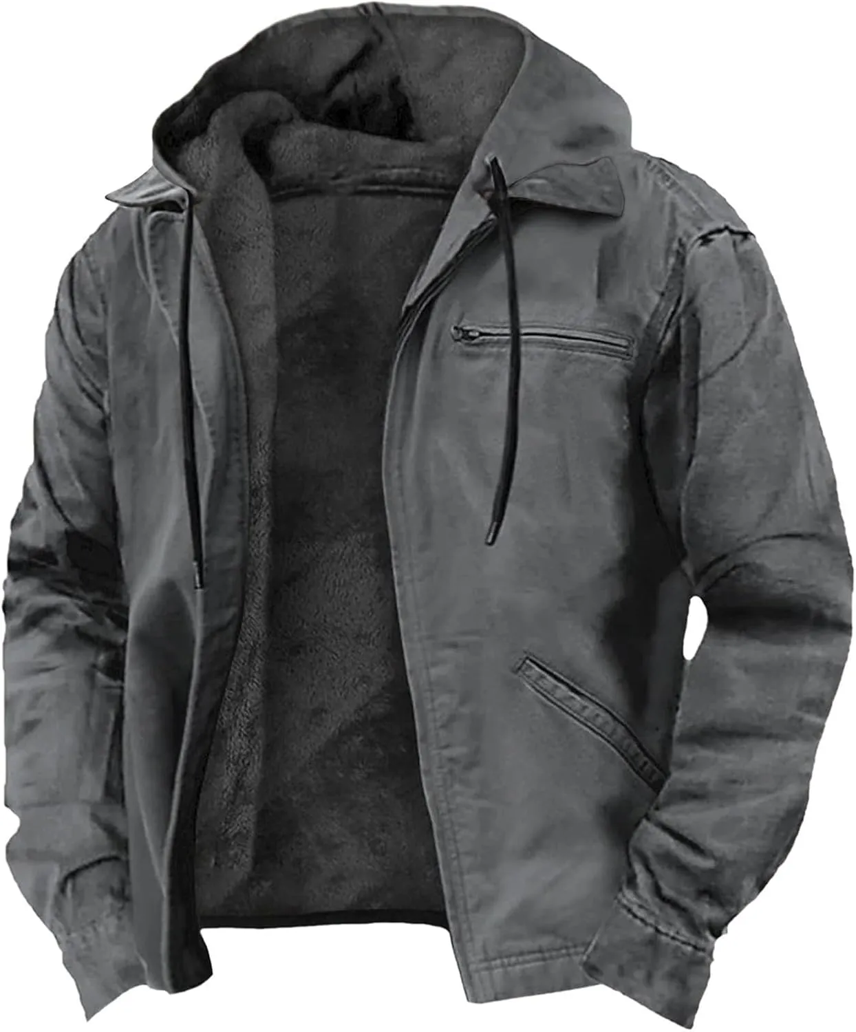 Men's Jackets Casual Cargo Winter Warm Fleece Sherpa Heavyweight Trucker Big And Tall Tactical Hoodies Coat