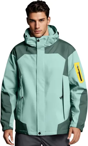 Mens Rain Jacket Lightweight Waterproof Rain Coats Poncho Sun Protective Outdoor Jacket with Hooded