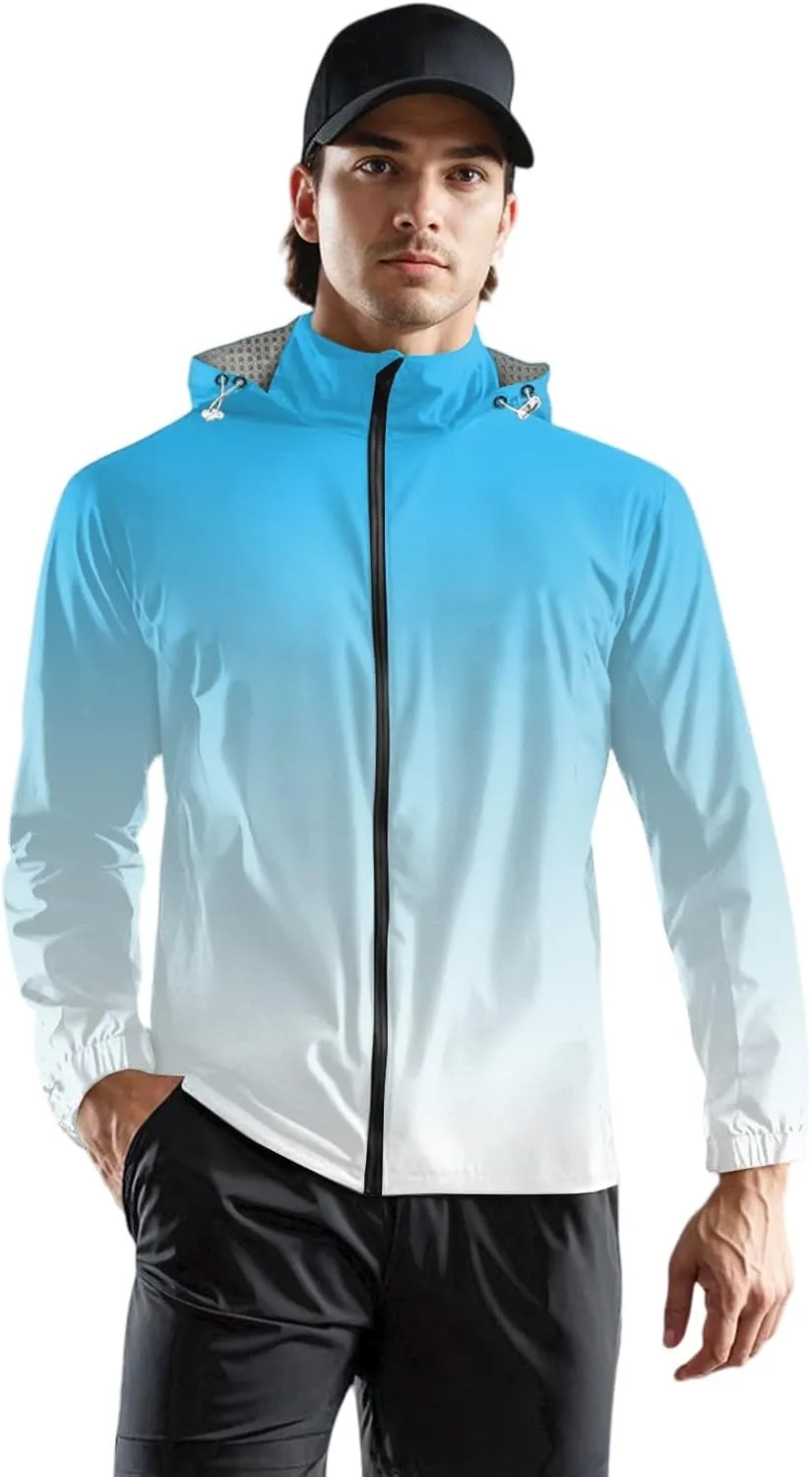 Mens Rain Jackets Waterproof with Hood Water Resistant Coat Breathable Rain Jacket Hiking Outerwear