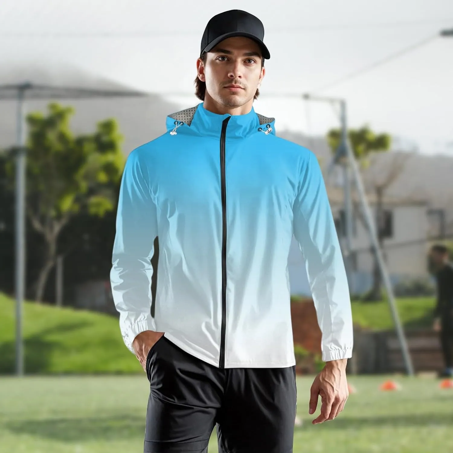 Mens Rain Jackets Waterproof with Hood Water Resistant Coat Breathable Rain Jacket Hiking Outerwear