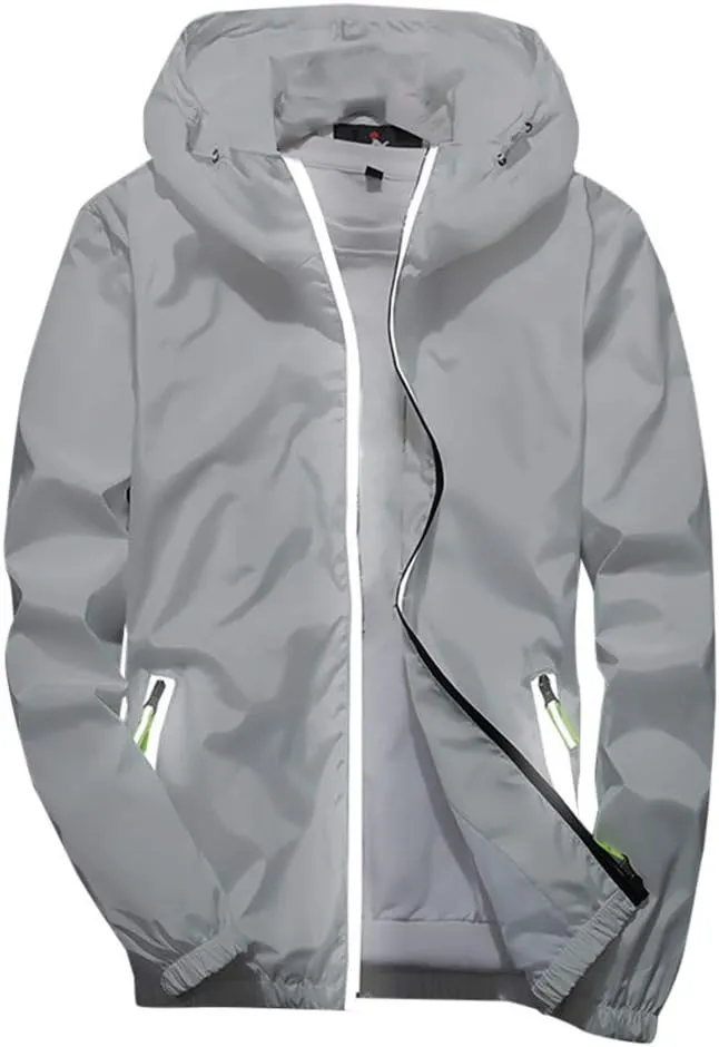 Men's Trench Coat Rain Jacket Windbreaker Lightweight Shell Raincoat With Hood For Golf Hiking Travel, M-7XL
