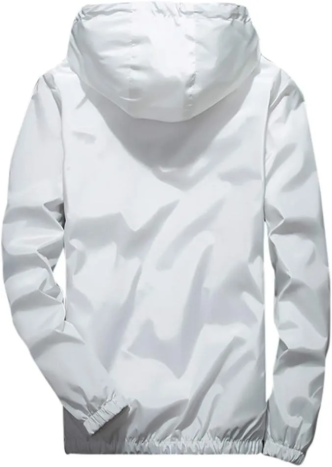 Men's Trench Coat Rain Jacket Windbreaker Lightweight Shell Raincoat With Hood For Golf Hiking Travel, M-7XL