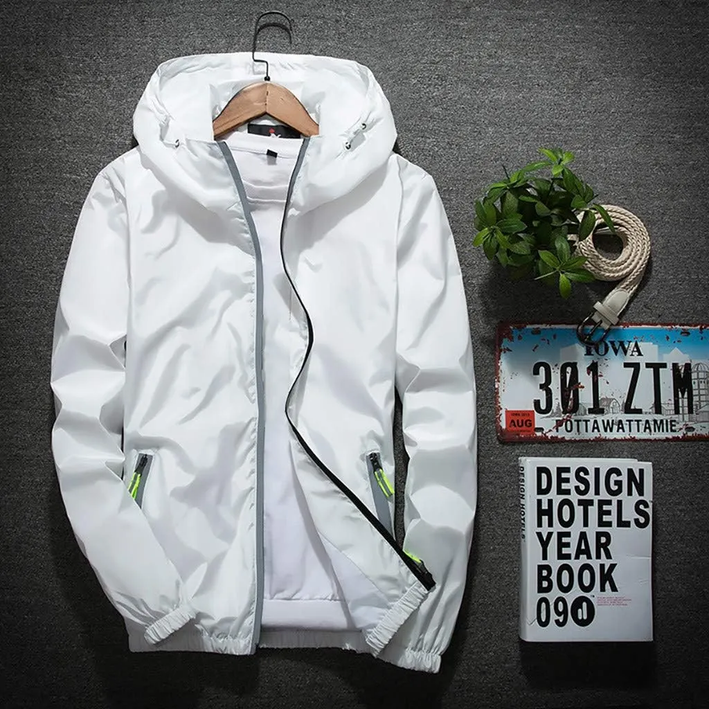 Men's Trench Coat Rain Jacket Windbreaker Lightweight Shell Raincoat With Hood For Golf Hiking Travel, M-7XL