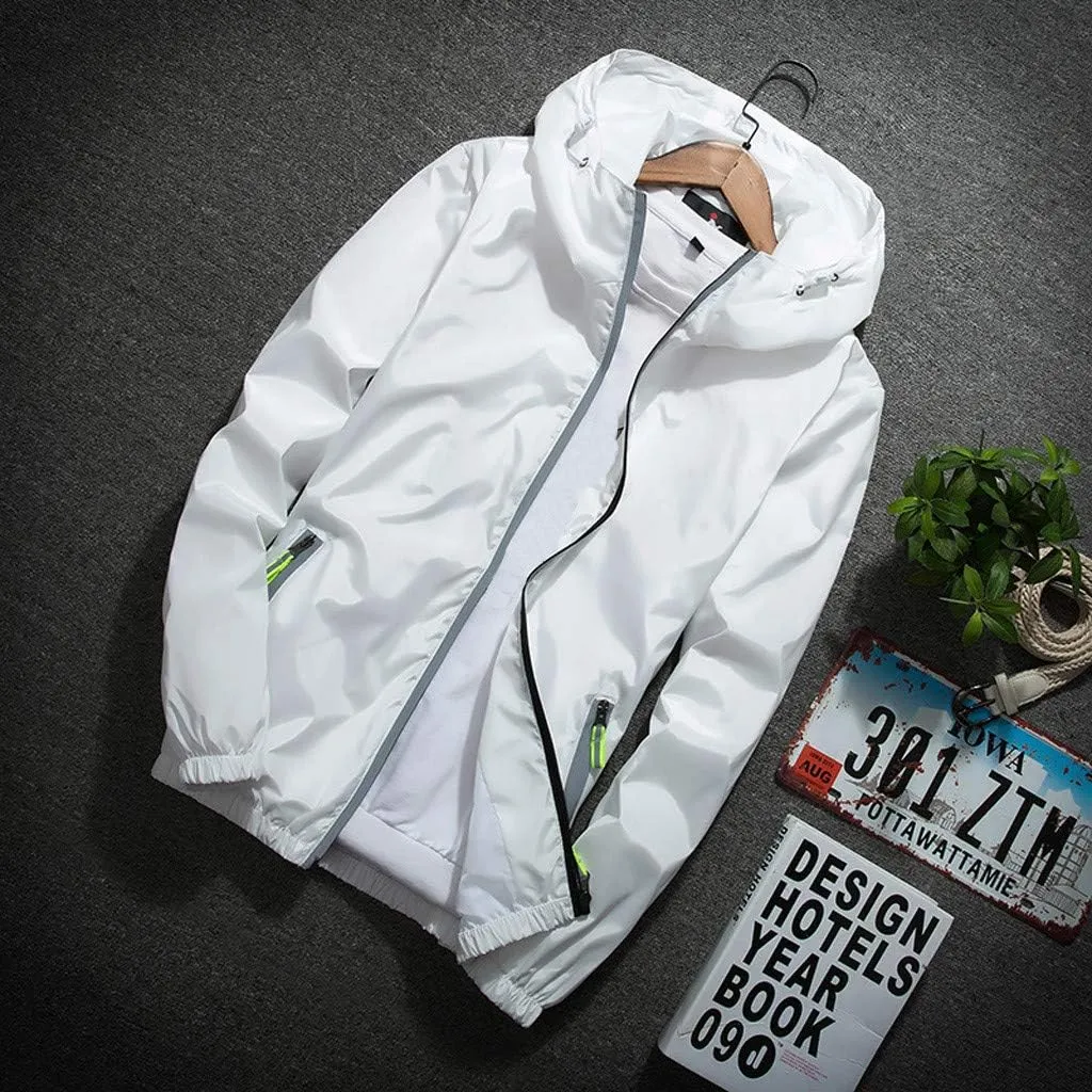 Men's Trench Coat Rain Jacket Windbreaker Lightweight Shell Raincoat With Hood For Golf Hiking Travel, M-7XL