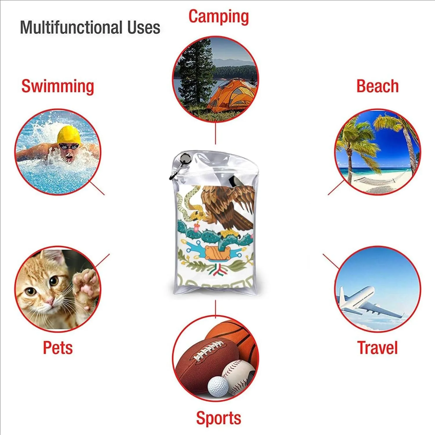 Mexico Flag Mexico Emblem Beach Towels for Women Men 31 x 63 inches Bath Towel with Travel Bag Quick Dry Swim Towels for Sport Gift