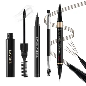 Microblading Eyebrow Pen Kit - Waterproof Brow Makeup Set with Eyebrow Pencil, Eyebrow Gel Clear, Eyeliner, Dual-ended Eyebrow Brush, Natural Looking Brows with Long-Lasting All-Day Hold - Green Brown