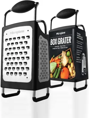 Microplane Four Sided Stainless Steel Ultra-Sharp Multi-Purpose Box Grater - Slicer, Fine, Ribbon, and Extra Coarse Blade Styles