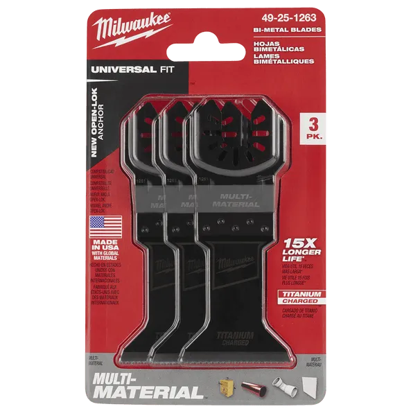 Milwaukee OPEN-LOK™ Titanium Enhanced Bi-Metal Metal Blade 3 Pack 49251263
