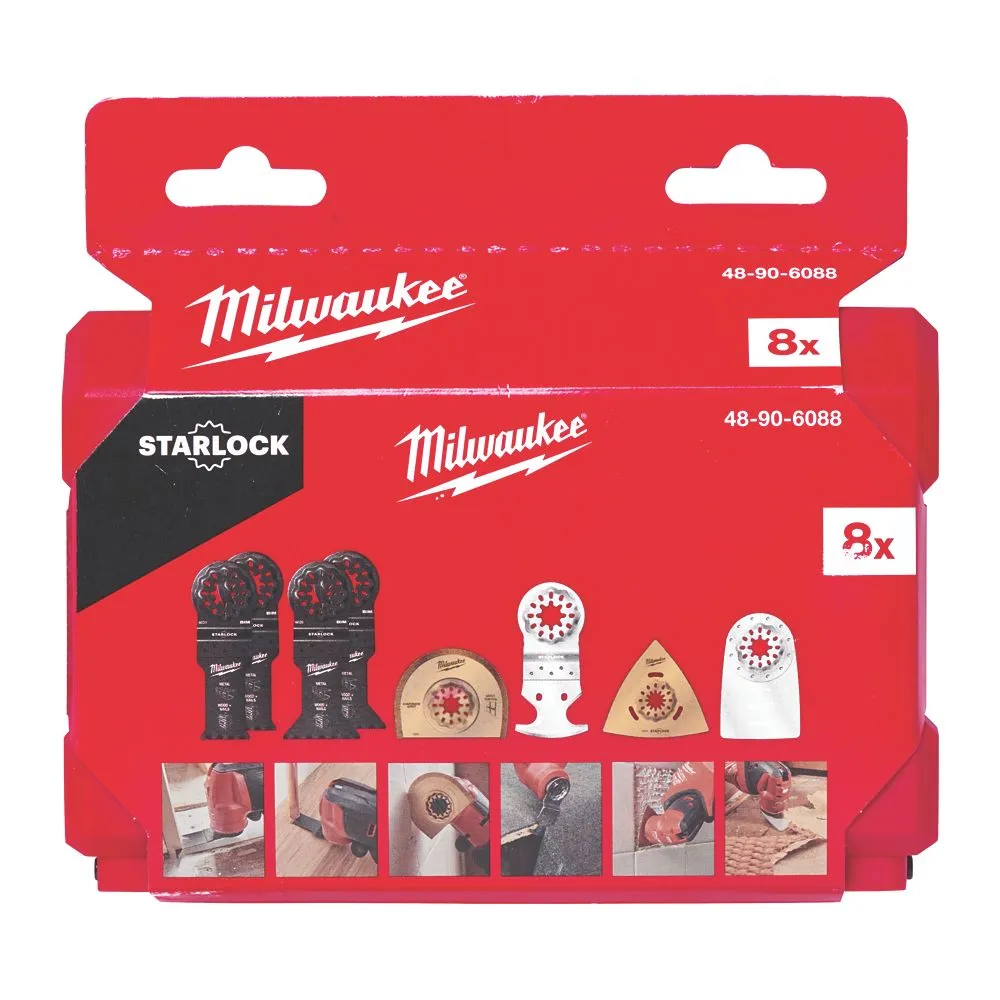 Milwaukee Starlock Renovation 48906088 Multi-Material Multi-Tool Accessory Kit 8 Pcs
