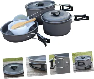 Mipcase 2-3 Person Outdoor Cooking Set Camping Cookware Kit Compact Lightweight Folding Pot Pan Soup Spoon and Rice SPO