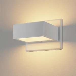 Modern Outdoor Wall Lights White LED Wall Sconce Aluminum Waterproof Fence Decor Lights Up Down Light Exterior Wall Sconces for Patio Front Door Entryway Garage Yard 7.5W