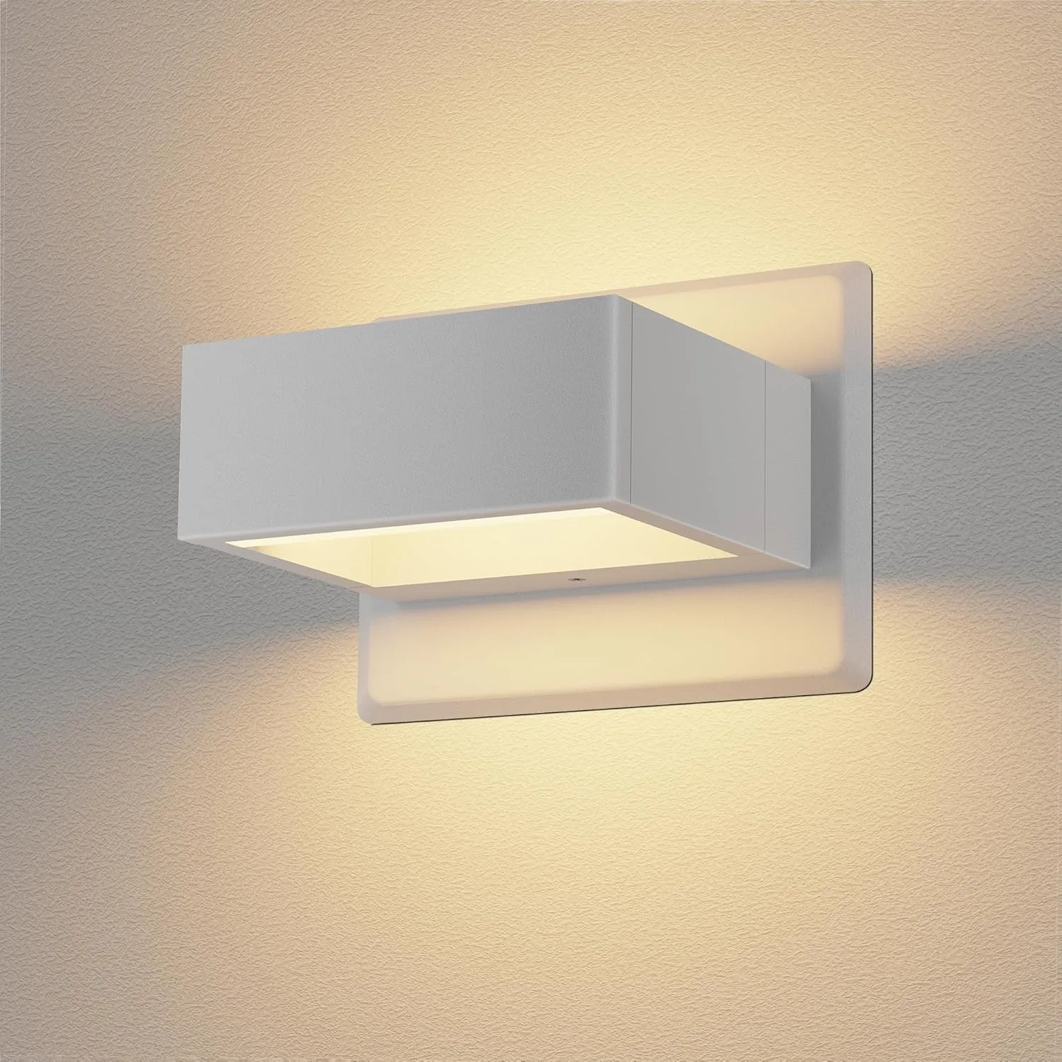Modern Outdoor Wall Lights White LED Wall Sconce Aluminum Waterproof Fence Decor Lights Up Down Light Exterior Wall Sconces for Patio Front Door Entryway Garage Yard 7.5W