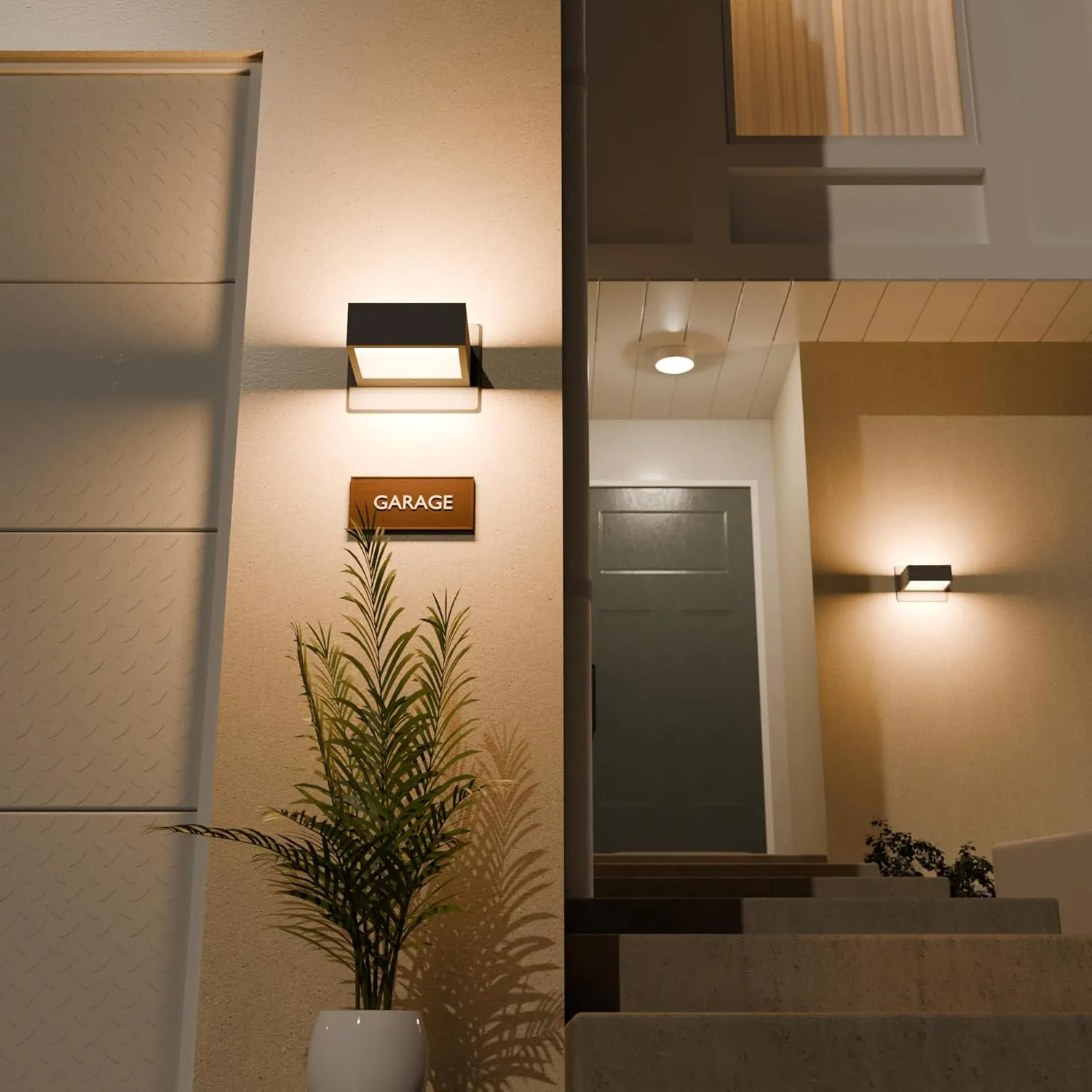 Modern Outdoor Wall Lights White LED Wall Sconce Aluminum Waterproof Fence Decor Lights Up Down Light Exterior Wall Sconces for Patio Front Door Entryway Garage Yard 7.5W