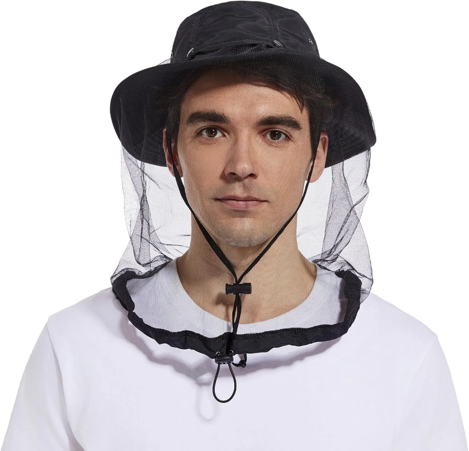 Mosquito Head Net Hat - Bug Cap UPF 50  Sun Protection with Hidden Netting for Beekeeping Hiking Men & Women