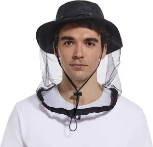 Mosquito Head Net Hat - Bug Cap UPF 50  Sun Protection with Hidden Netting for Beekeeping Hiking Men & Women