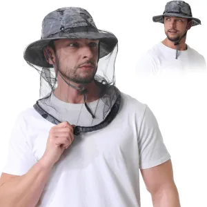 Mosquito Head Net Hat - Bug Cap UPF 50  Sun Protection with Hidden Netting for Beekeeping Hiking Men & Women
