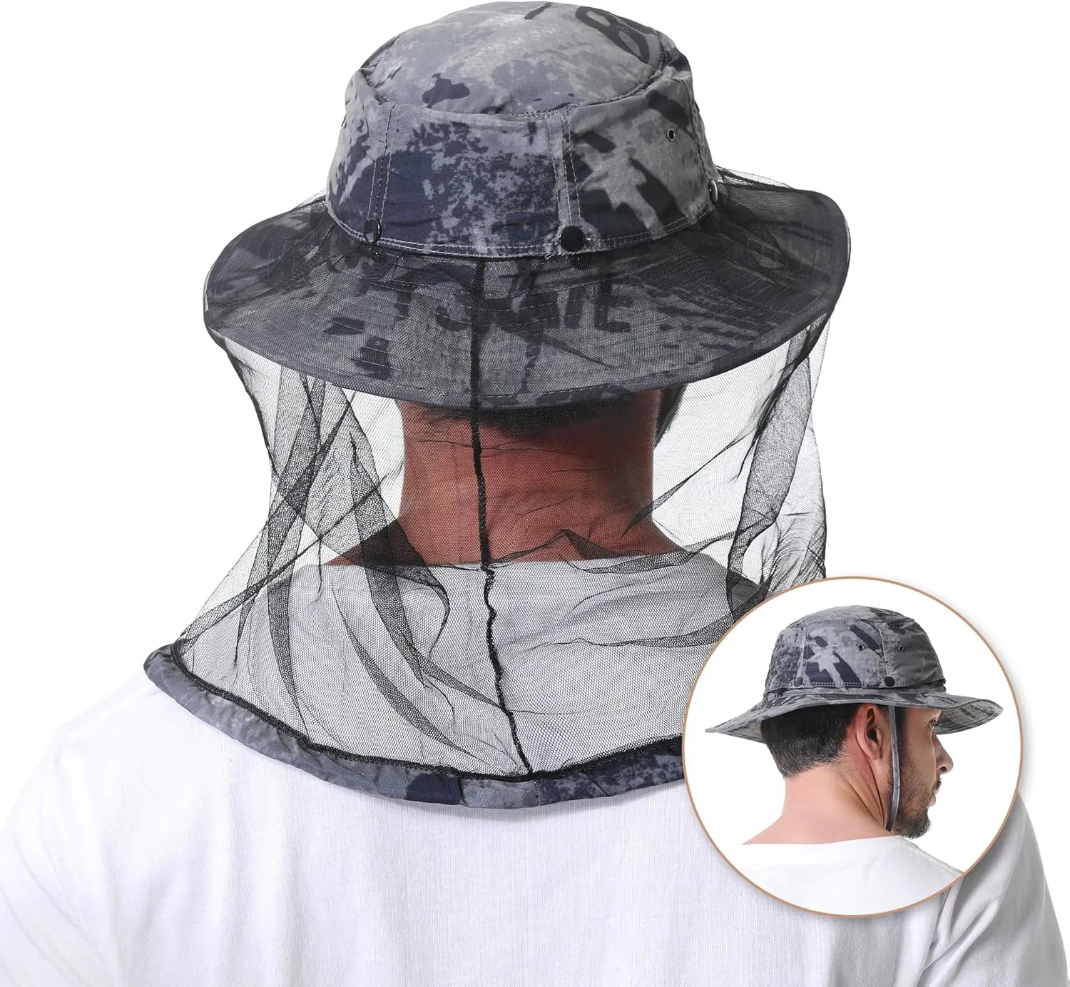 Mosquito Head Net Hat - Bug Cap UPF 50  Sun Protection with Hidden Netting for Beekeeping Hiking Men & Women