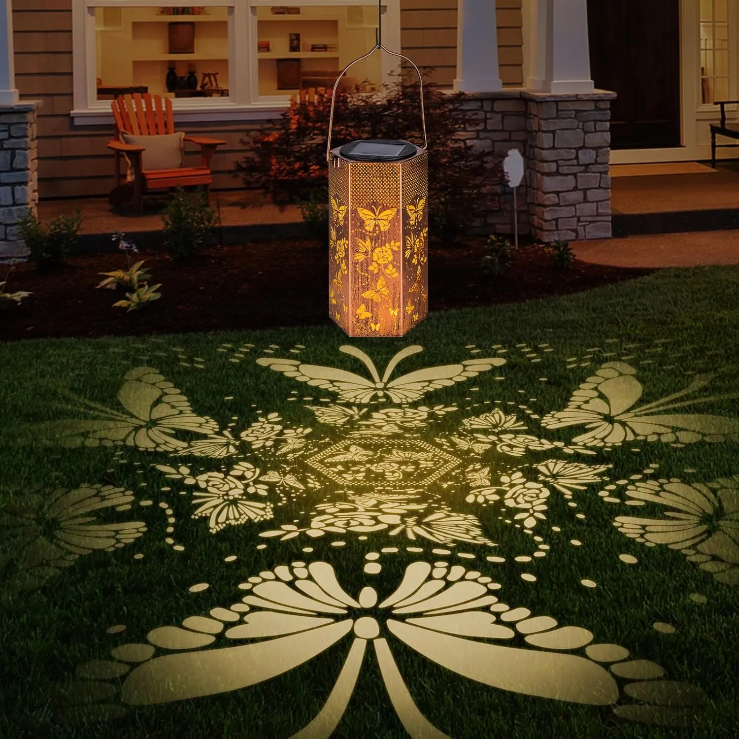 Mothers Day Gifts Butterfly Solar Lanterns Outdoor Waterproof - Birthday Gifts for Women, Mom, Butterflies Solar Lights Outdoor Hanging Garden Decor for Outside, Patio, Outdoor, Yard, Lawn, Balcony