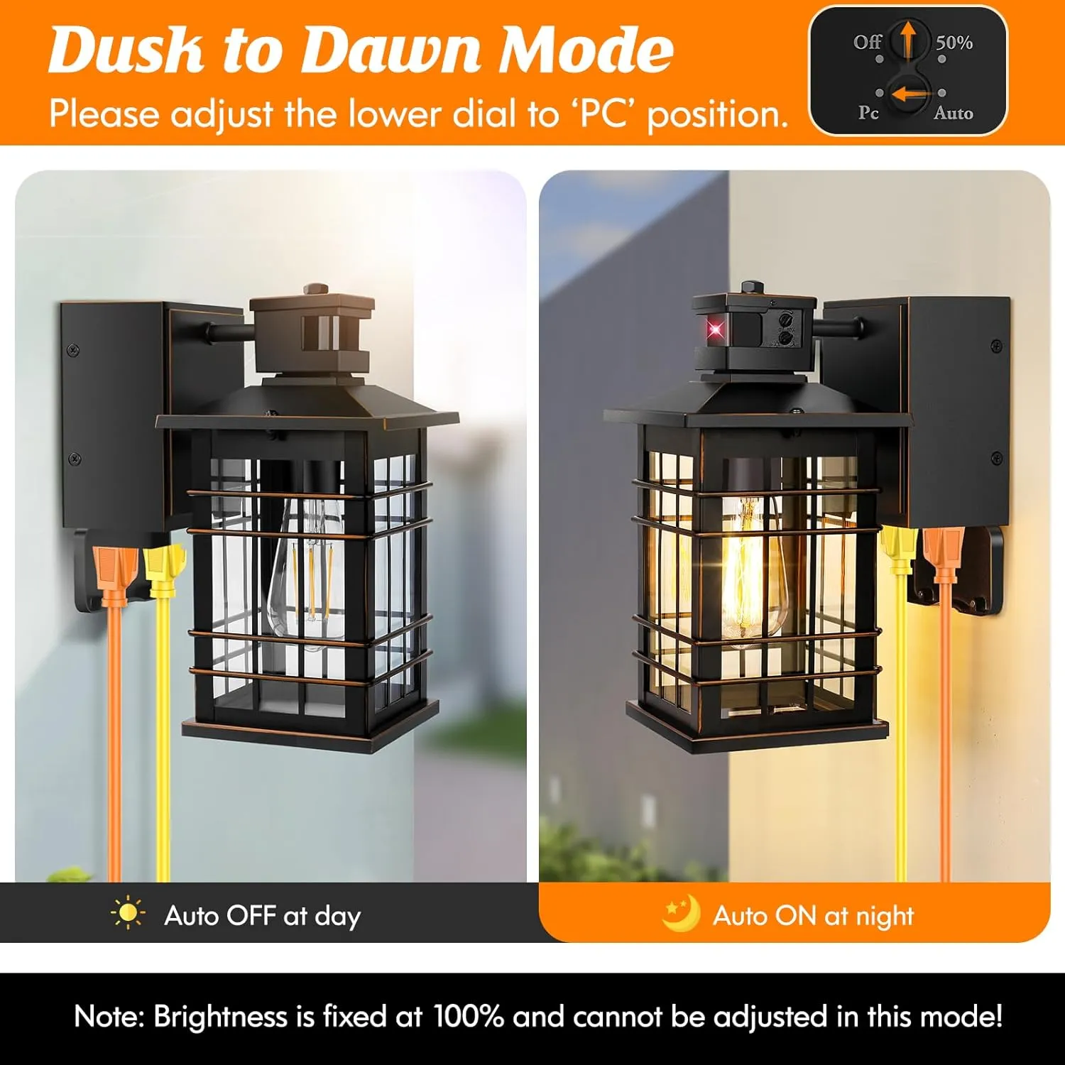 Motion Sensor Dusk Dawn Outdoor Wall Light Fixture with GFCI Outlets, Sensor Porch Light Outdoor Wall Mount Oil Rubbed Bronze, Waterproof Outside Light for House Front Doorway Patio, 3 Lighting Mode