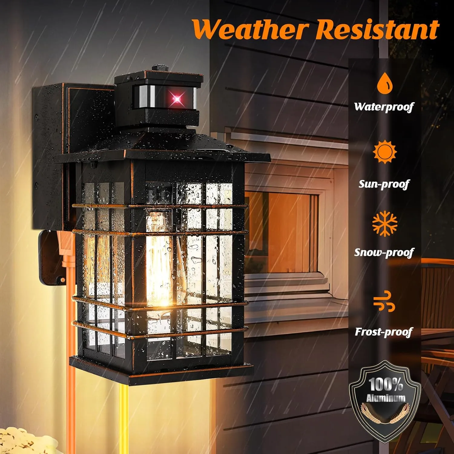 Motion Sensor Dusk Dawn Outdoor Wall Light Fixture with GFCI Outlets, Sensor Porch Light Outdoor Wall Mount Oil Rubbed Bronze, Waterproof Outside Light for House Front Doorway Patio, 3 Lighting Mode