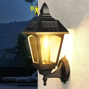 Motion Sensor Outdoor Light Fixture, 16 Inch Dusk to Dawn Solar Lanterns, 500LM Super Bright Waterproof Exterior Lighting Fixtures Porch Lights Solar Powered Outdoor Lights for Patio Wall Garage