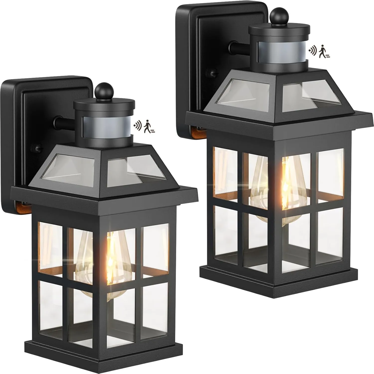 Motion Sensor Outdoor Light Fixtures 2-Pack Upgraded, Anti-Rust Aluminum Outdoor Sconces Front Porch Lights Black Exterior Light Fixtures Dusk to Dawn Outside Lights House, ETL Certified
