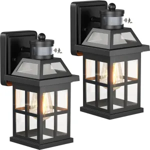 Motion Sensor Outdoor Light Fixtures 2-Pack Upgraded, Anti-Rust Aluminum Outdoor Sconces Front Porch Lights Black Exterior Light Fixtures Dusk to Dawn Outside Lights House, ETL Certified