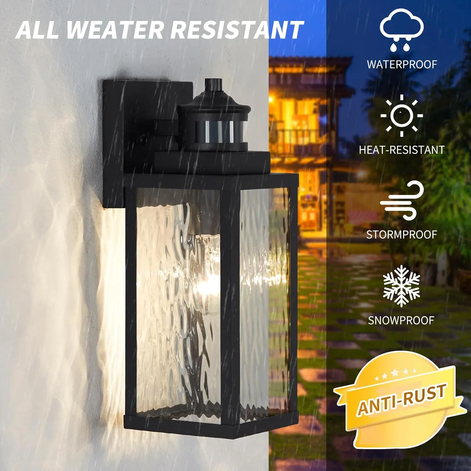 Motion Sensor Outdoor Wall Lights,Updated Dusk to Dawn Outdoor Lighting, Exterior Light Fixtures Wall Mount,Waterproof Porch Light Outside Lights for House