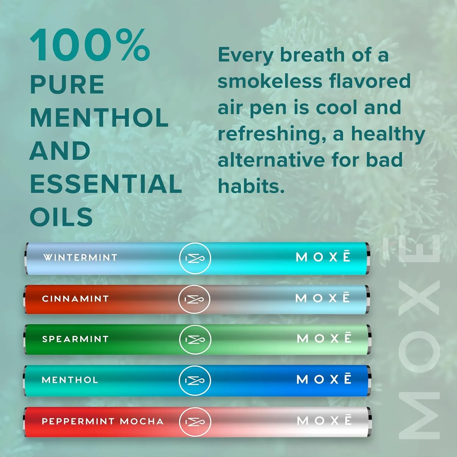 MOXE Natural Wintermint Air Inhaler | Non Electric Long-Lasting Flavored Air Refreshing Support | Oral Fixation Wintergreen & Menthol Essential Oils, Craving Relief