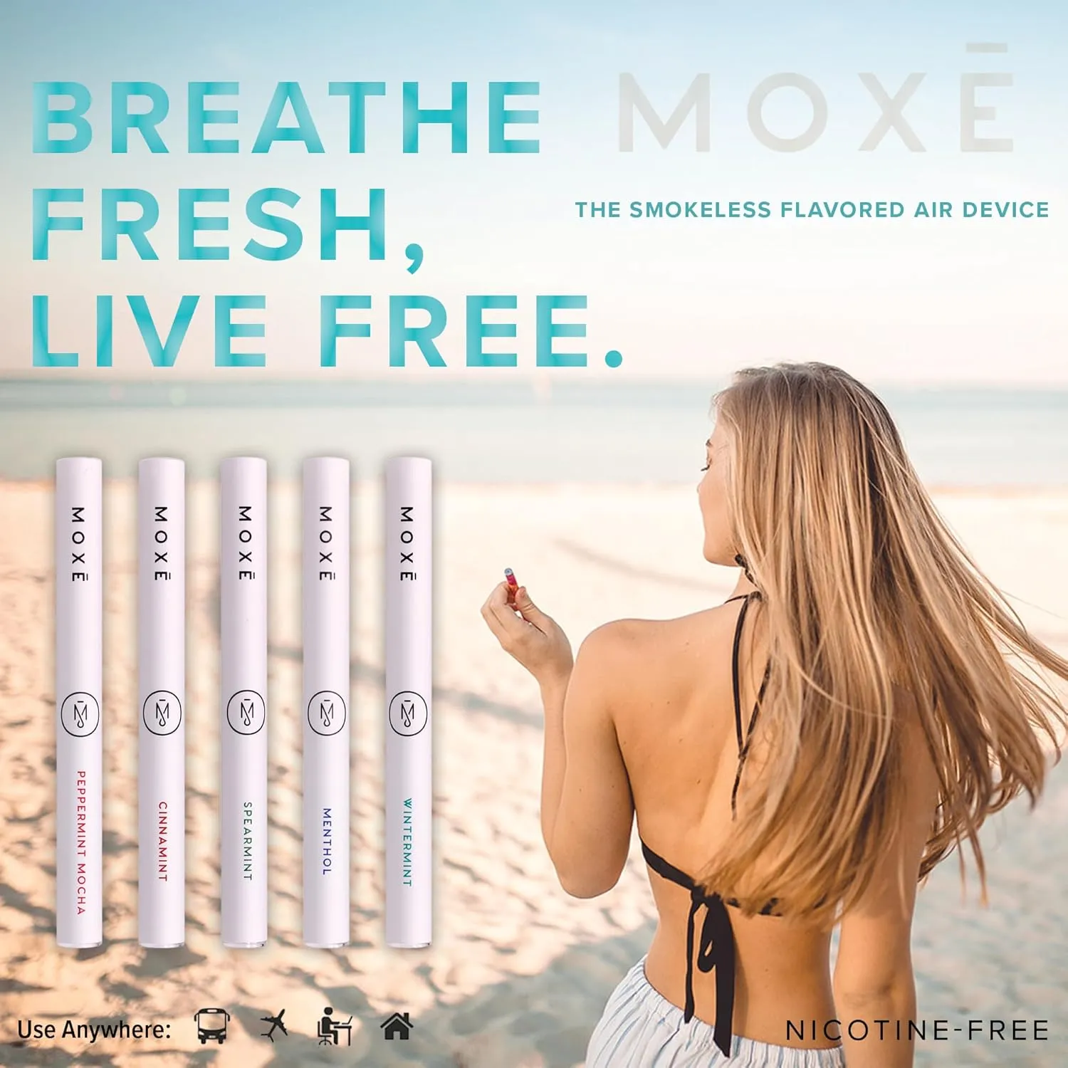 MOXE Natural Wintermint Air Inhaler | Non Electric Long-Lasting Flavored Air Refreshing Support | Oral Fixation Wintergreen & Menthol Essential Oils, Craving Relief