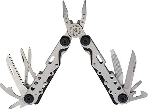 MT-45 Katz Brushed Stainless Steel Handles Multi Tool   Black Belt Sheath