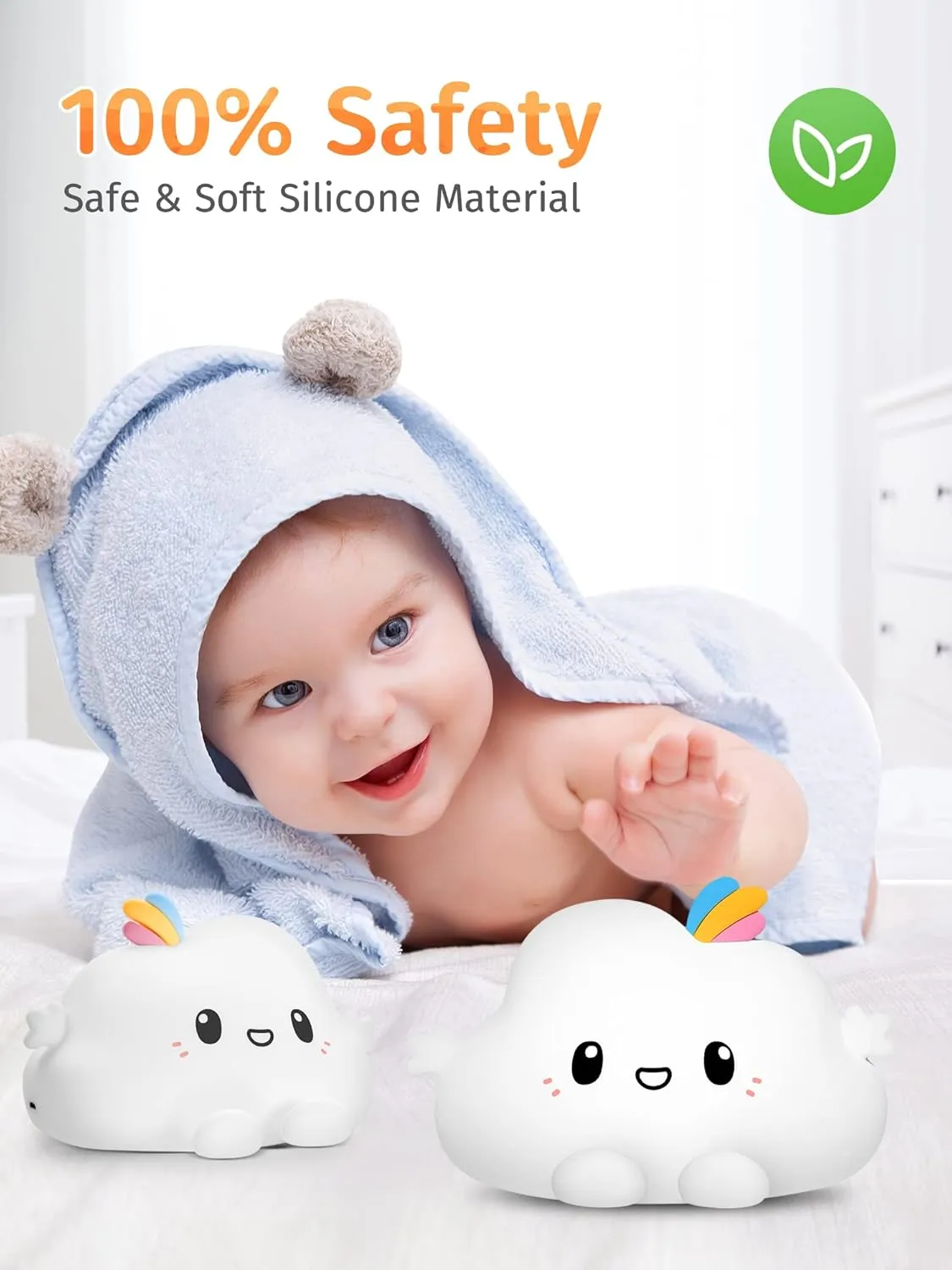 Mubarek LED Cloud Lights - 16 Color Silicone Cloud Lamp, Dimmable, Portable Rechargeable, Cute Kawaii Gifts