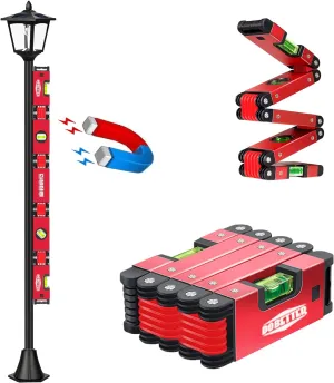 Multi-angle Foldable Level Measuring Tool, Dobetter 28-Inch 5 Sections Box Level with 45°/90°/180°Bubbles, Magnetic Level for Carpenters, Woodworkers, Fabricators -DBMFL28