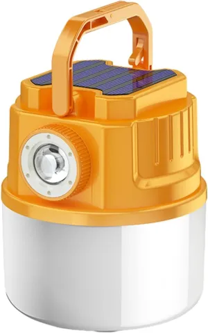 Multi-Functional Camping Lantern Outdoor with Power Bank Function Lamp Battery Indicator Compact 4 Adjustable Brightness Levels Rechargeable Yellow C