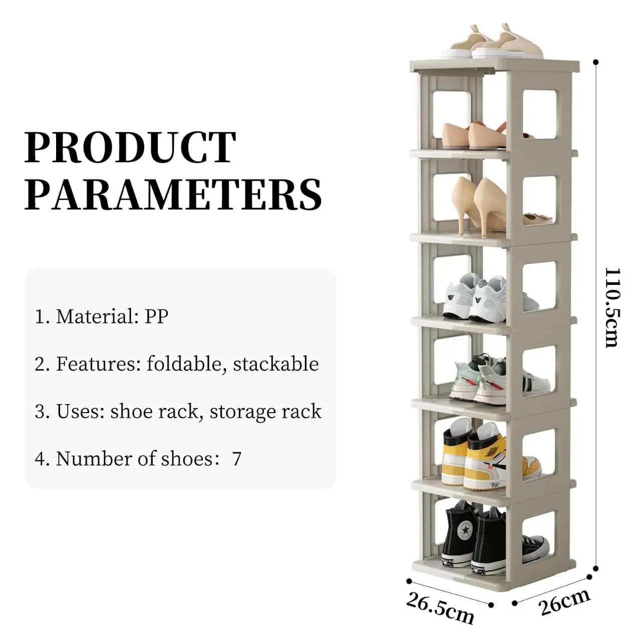 Multi-layer Foldable Shoe Rack Shelf, Portable Shoe Organizer For Home, Office