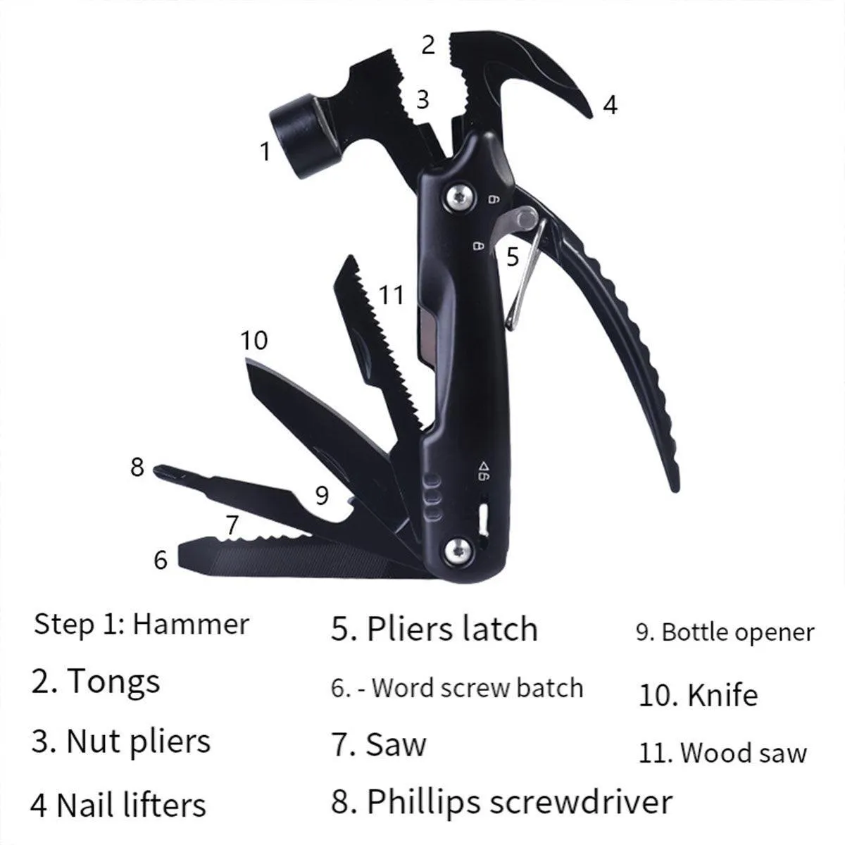 Multi-purpose Crate Hammer Nail Lifting Life-saving Pliers Tool Outdoor Camping