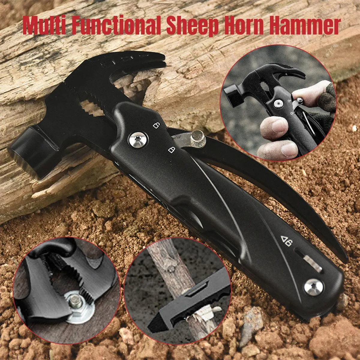 Multi-purpose Crate Hammer Nail Lifting Life-saving Pliers Tool Outdoor Camping
