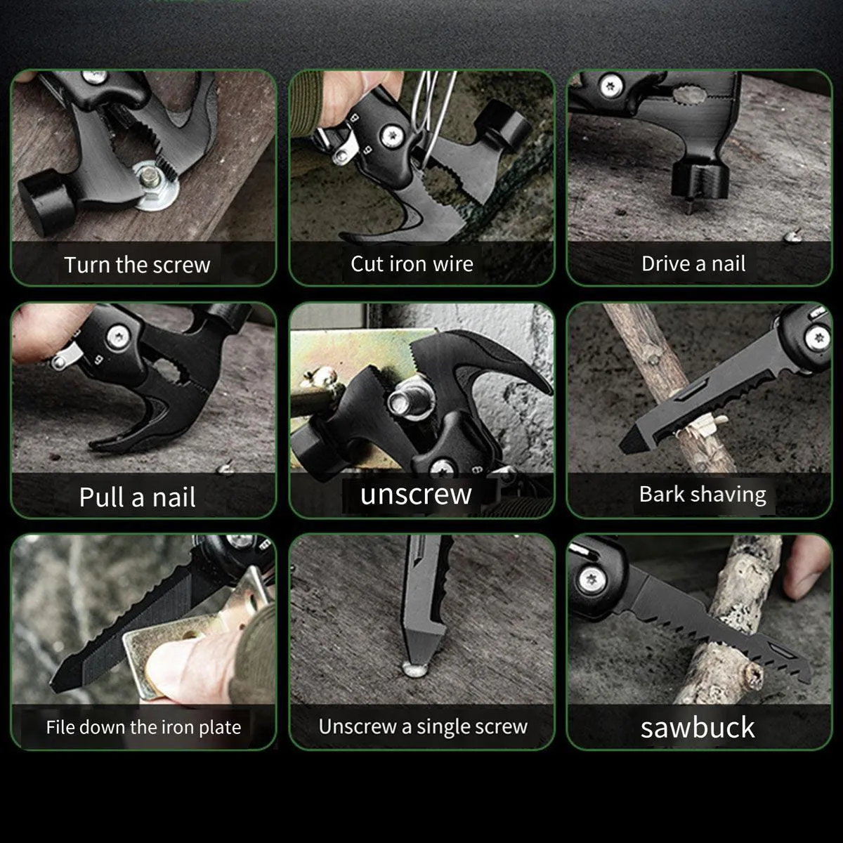 Multi-purpose Crate Hammer Nail Lifting Life-saving Pliers Tool Outdoor Camping
