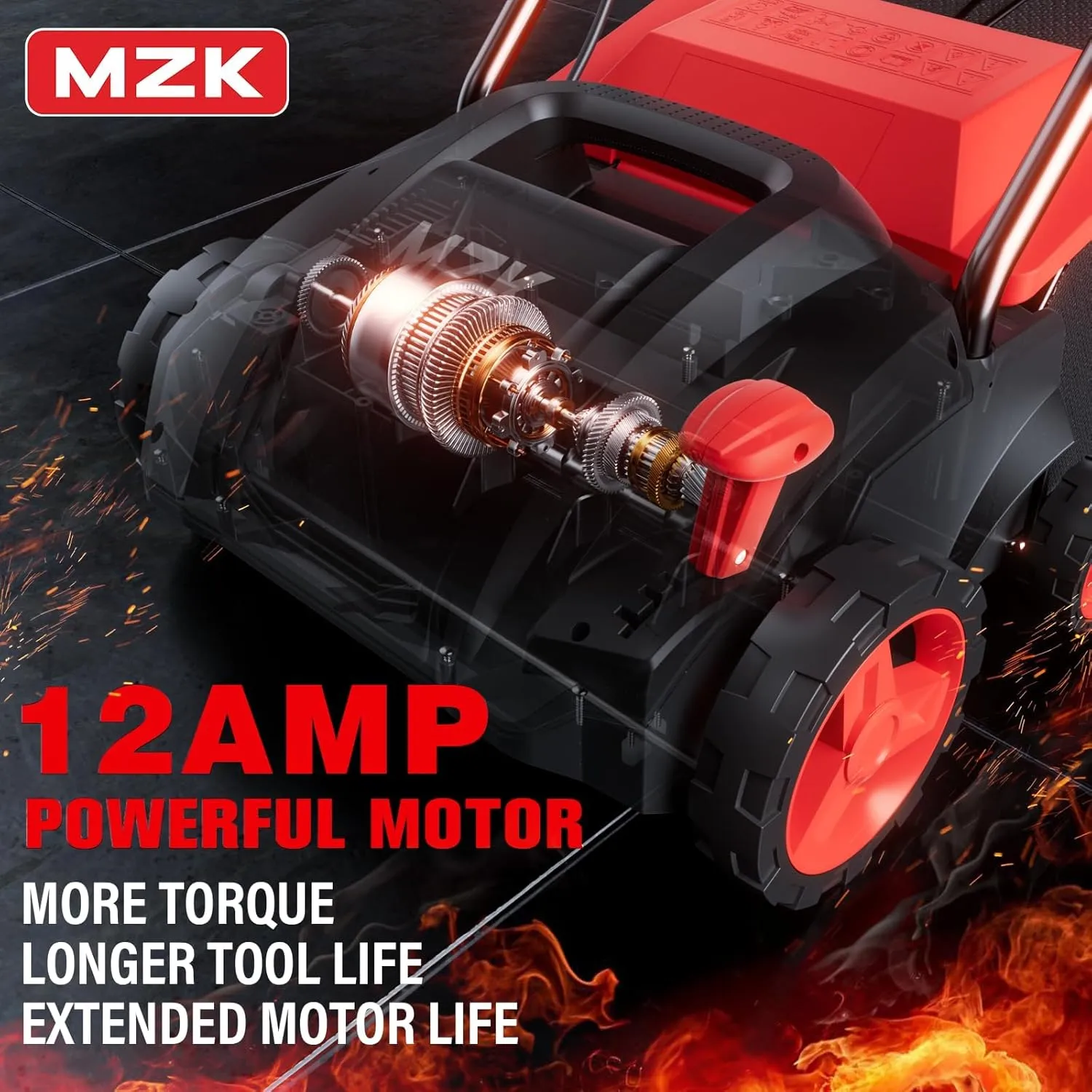 MZK 13-inch 13-Amp 2-in-1 Electric Dethatcher and Scarifier w/Removeable 4-Position Height Adjustment,Lawn dethatcher w/8-Gallon Thatch Collection Bag,Keep Lawn Health