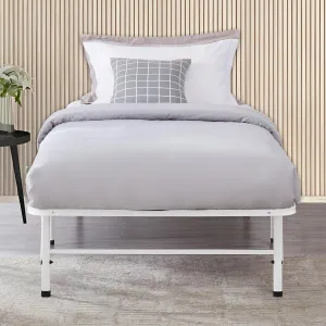 Naomi Home Tool Free Assembly 14 Twin Bed Frame Heavy Duty Foldable Bed Frame with Steel Metal Slats Box Spring 600lbs Capacity Platform Twin Size White