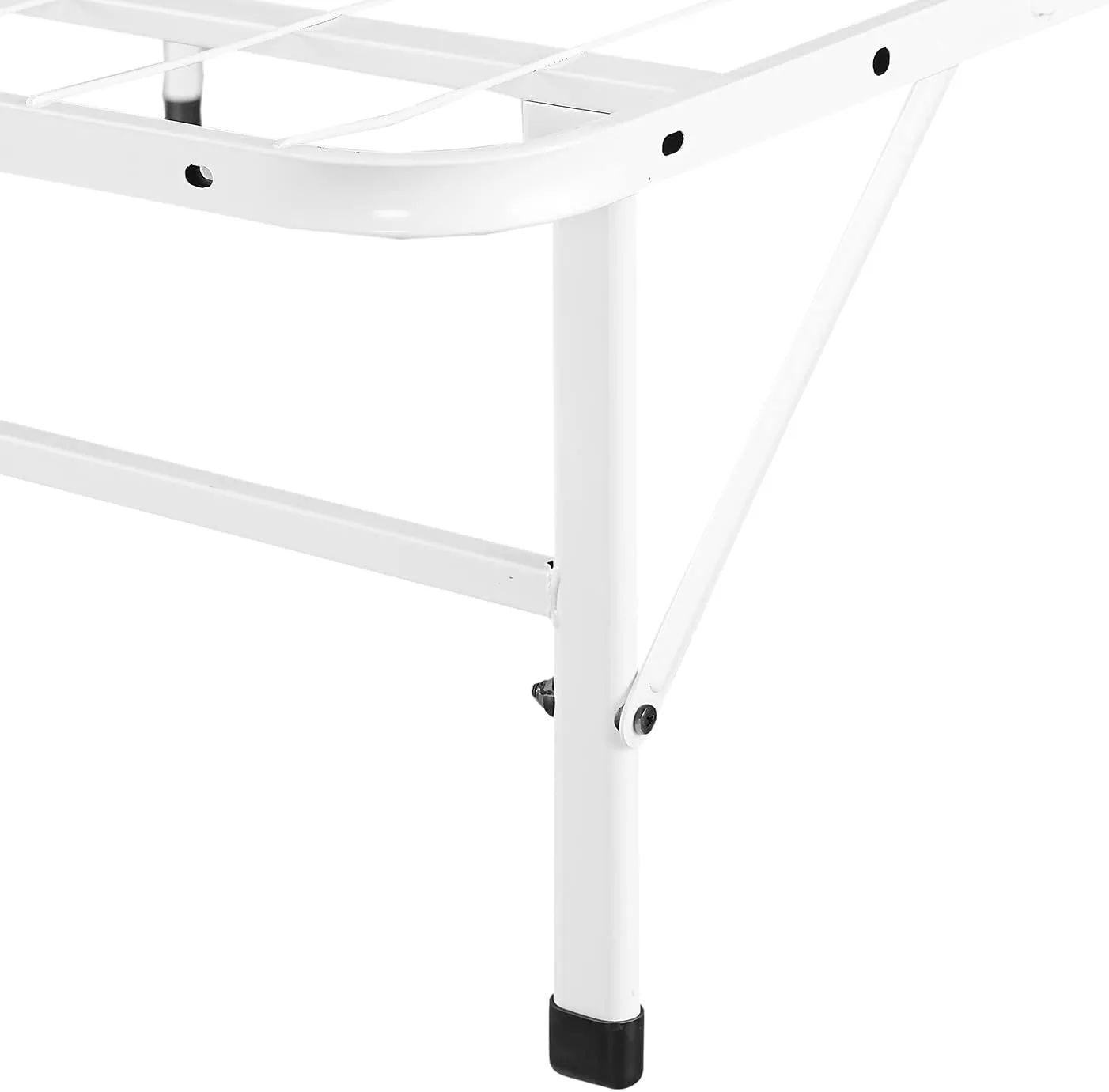 Naomi Home Tool Free Assembly 14 Twin Bed Frame Heavy Duty Foldable Bed Frame with Steel Metal Slats Box Spring 600lbs Capacity Platform Twin Size White