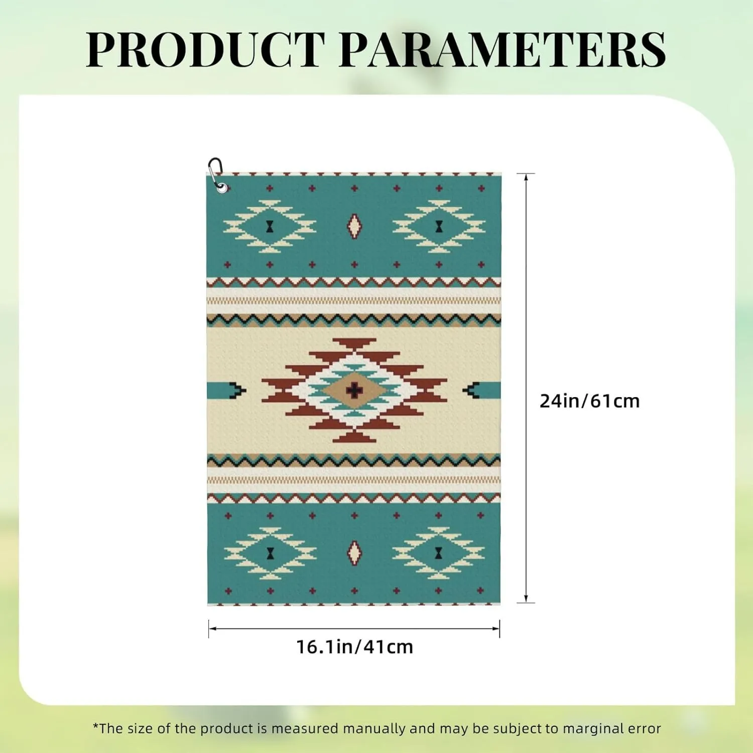 Native Indian Western Tribal Golf Towel (16" X 24") with Carabiner Clip | Premium Microfiber Fabric | Golf Towel for Men and Women