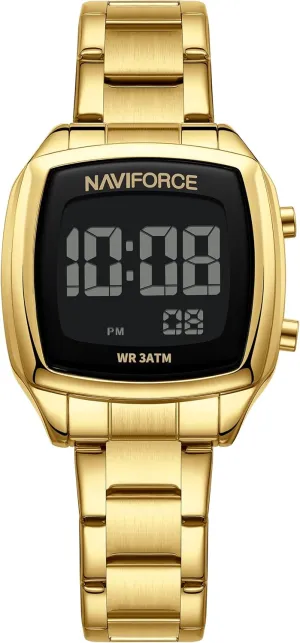 NAVIFORCE Digital Multi-Function Watch for Men,Fashion Waterproof Sports Women Watches and Mens, Stainless Steel Band,Men's Gifts, Women's Gift (Gold)