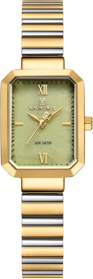 NAVIFORCE Woman Simple Retro Style Bracelet Stainless Steel Watches, Vintage Rectangular Case Watch for Women with Adjustment Tool