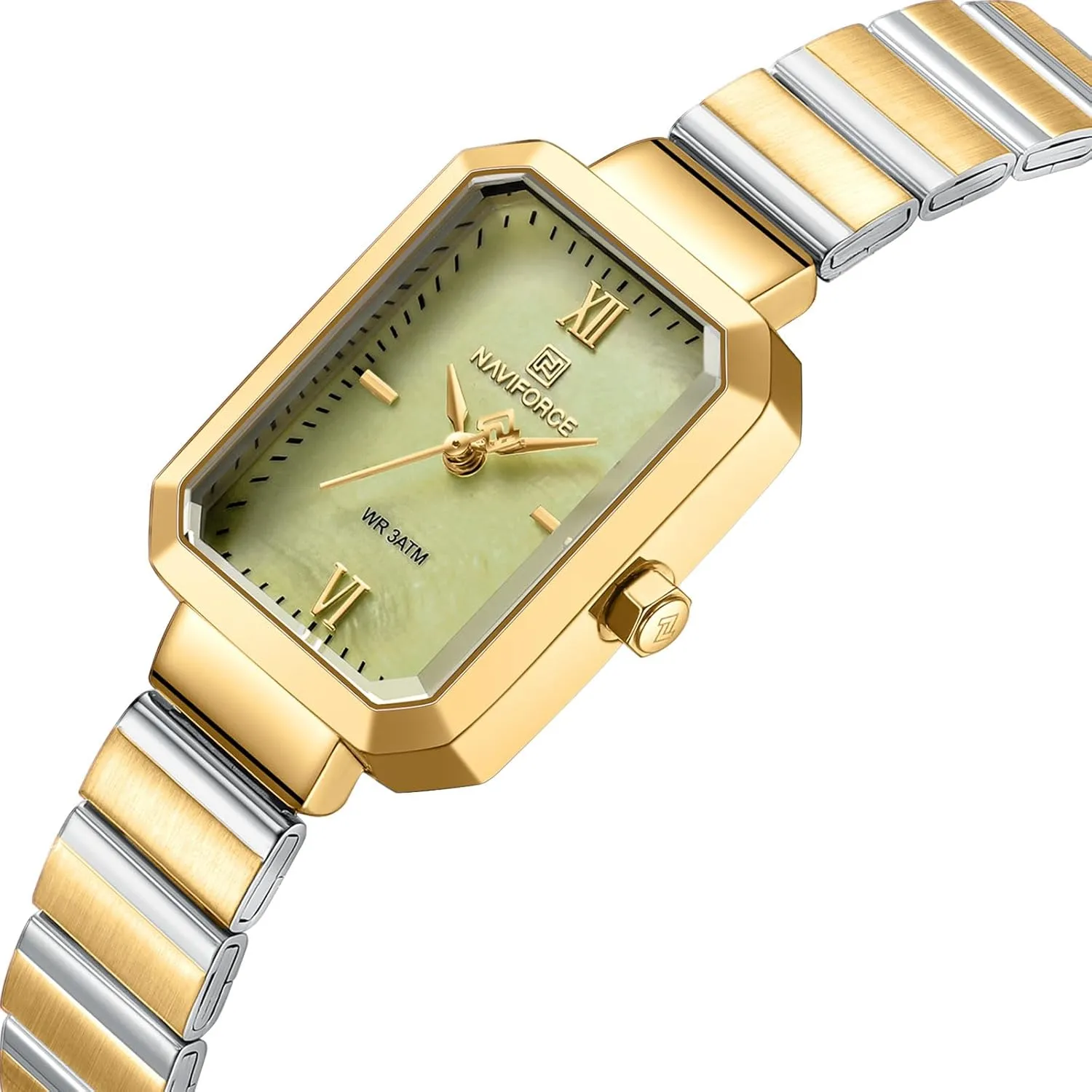 NAVIFORCE Woman Simple Retro Style Bracelet Stainless Steel Watches, Vintage Rectangular Case Watch for Women with Adjustment Tool