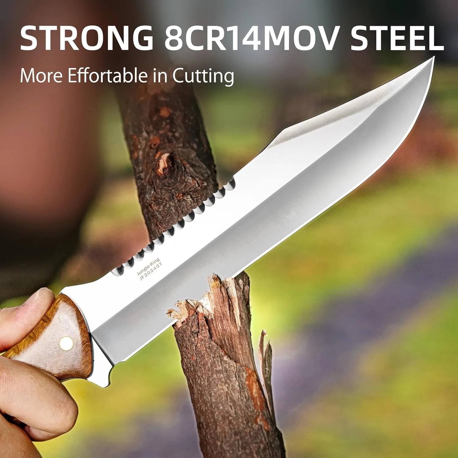 Nedfoss 13.5" Machete Knife with Leather Sheath, Strong 8Cr14Mov Steel 0.22" Thick Blade Full Tang Kukri Machete for Cutting Trees Heavy Duty, Survival Gear Fixed Blade Knife for Yard Work Clearing Brush