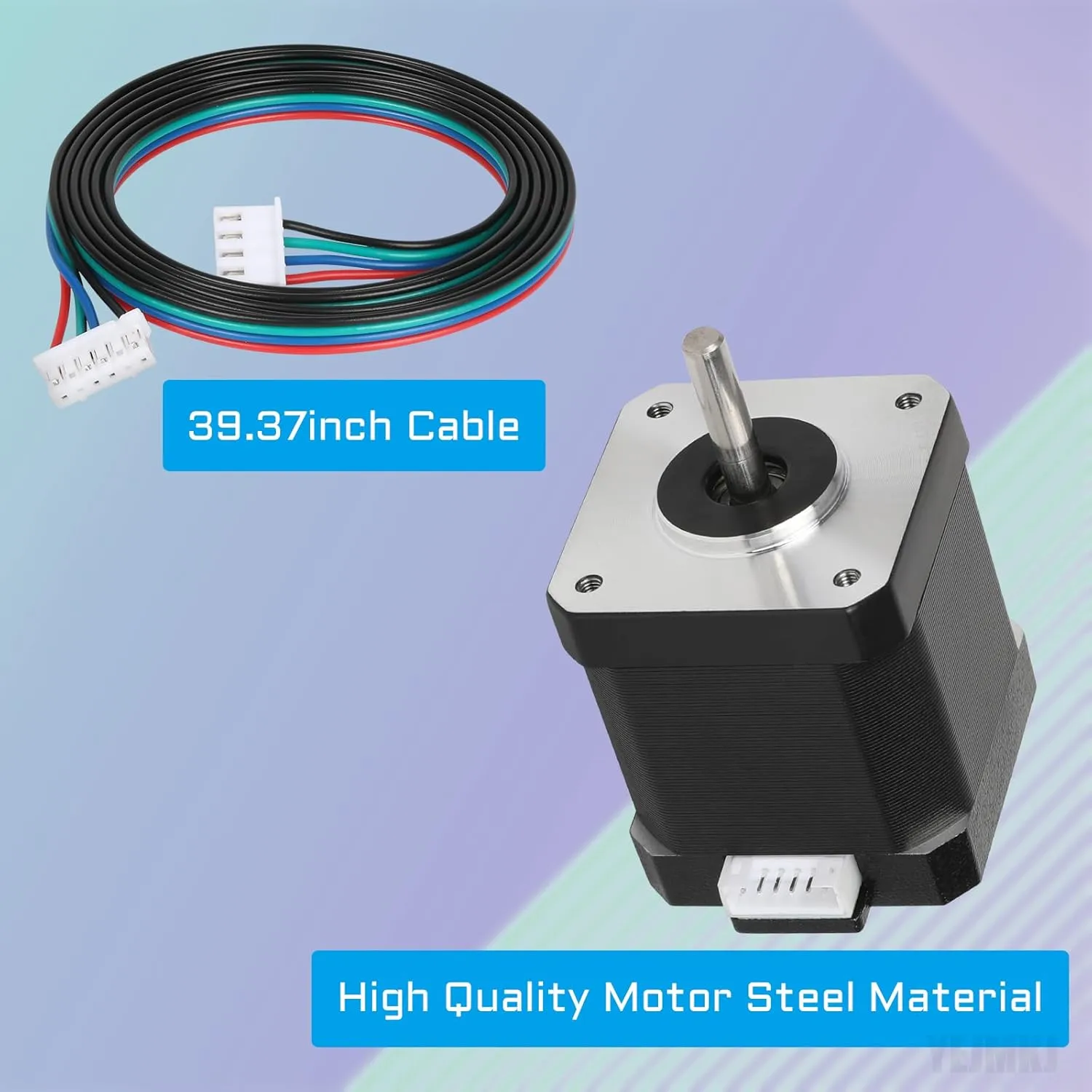 Nema 17 Stepper Motor 48MM Bipolar 2 A 48Ncm (67.97oz.in) 42 Motor 2 Phase Stepper Motor 1.8 Degree 4-Lead with 1m Cable and Connector for DIY CNC 3D Printer, 1.66x1.66x1.89inch